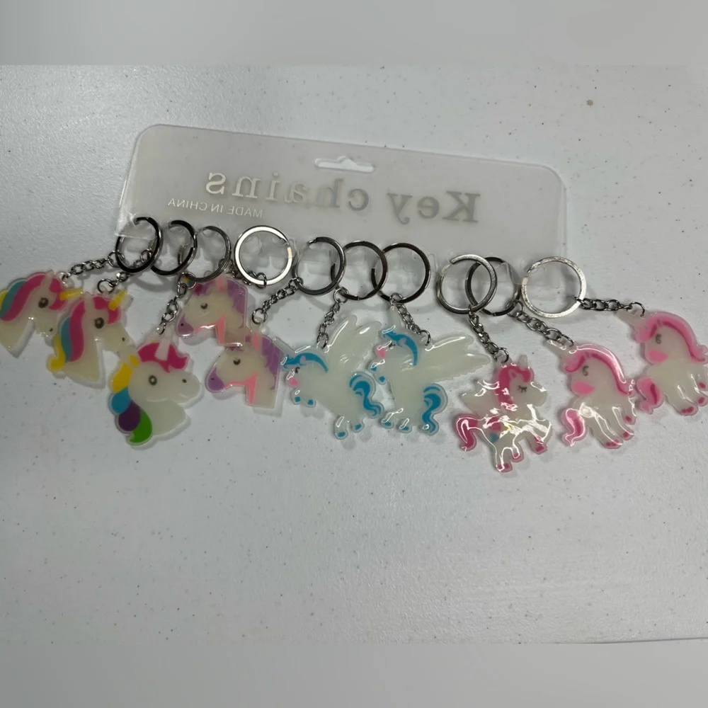 10 pack Colorful Unicorn Keychains great for party favors or gifts